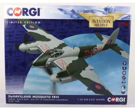 Corgi Boxed Aviation Archive&nbsp;1:32 Scale DeHavilland Mosquito FBVI NS850,’Black Rufe’, 418 City of Edmonton Squadron, RCA