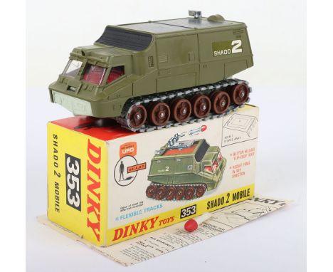 Dinky Toys 1st version  353 Shado 2 Mobile from Gerry Anderson’s  UFO Tv programme S.H.A.D.O. green body, smooth black roof, 