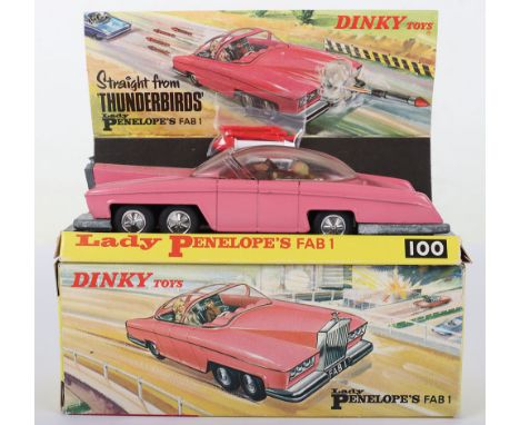 Dinky Toys Boxed 100 Lady Penelope’s FAB 1 From TV series ‘Thunderbirds’ pink body, early issue with pink flashes on plastic 