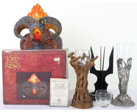 Quantity of Lord of The Rings Votive holders and vase, Including: NECA Balrog: Ancient Demon of fire Illuminating Votive Hold