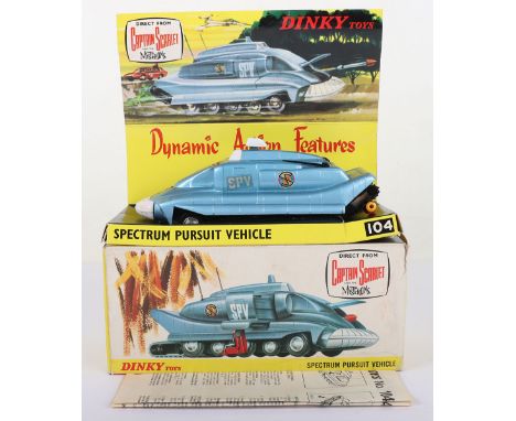 Dinky Toys Boxed 104 Spectrum Pursuit vehicle direct from Captain Scarlet and The Mysterons with scarce black base, metallic 