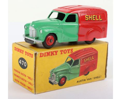 Dinky Toys 470 Austin Van “Shell-BP” red/green body, red wheel hubs, in near mint original condition, with yellow illustrated