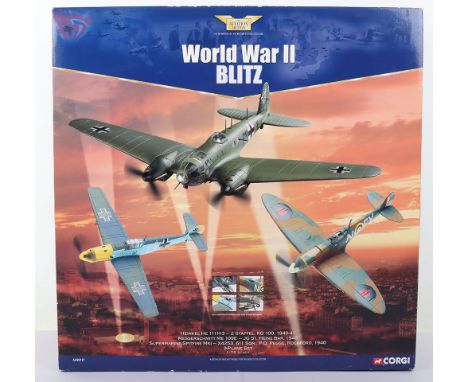 Corgi The Aviation Archive, AA99127 World War II Blitz Set Heinkel HE 111H-3, Messerschmitt ME 109E, Supermarine Spitfire MK1