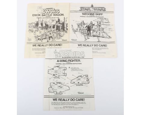 Three Scarce Original Star Wars Leaflets, Kenner Ewoks Ewok battle wagon two page leaflet (excellent) Kenner Power of The For