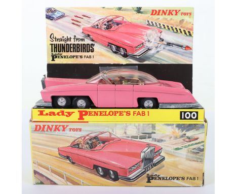 Dinky Toys Boxed 100 Lady Penelope’s FAB 1 From TV series ‘Thunderbirds’ 1st version pink body, early issue with pink flashes