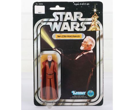 Kenner Star Wars Ben (Obi-Wan) Kenobi Vintage Original Carded Figure, 3 ¾ inches mint, grey hair version, factory sealed bubb