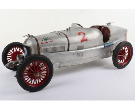 Scarce 1930’s CIJ (France) Alfa Romeo P2 Clockwork Racing Car with front headlamps, pressed steel body, finished in silver, r