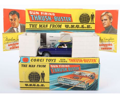 Corgi Toys 497 The Man From Uncle Gun Firing “Thrush Buster” Oldsmobile, metallic blue, cast wheels, cast spot lights, in min