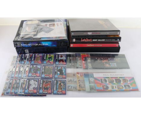 Quantity of Collectable Cards and Stamps, Including: Starwars Premium Trading Cards Widevision with Binder, LadyDeath/Medieva