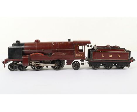 Hornby 0 gauge clockwork No.3 Royal Scot locomotive and tender, 4-4-2 engine 6100 and LMS tender finished in maroon lined liv