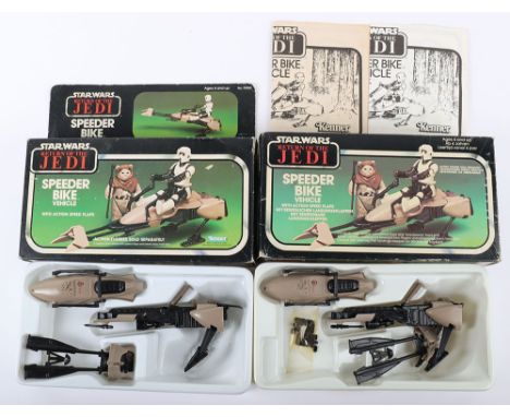 Two Vintage Boxed Star Wars Return of The Jedi Speeder Bike Vehicles, Kenner 70500  with leaflet and inner packing tray and P