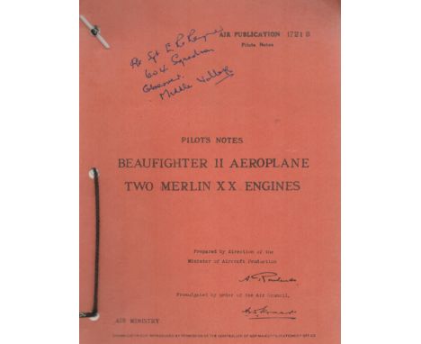 Flt Sgt E R Rayner Signed Pilots notes for Beaufighter II Aeroplane- Two Merlin X X engines. Paperback.  Good condition. All 