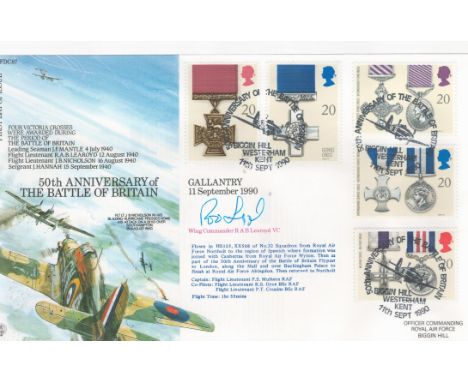 Wing Commander R A B Learoyd VC Signed FDC. Titled 50th Anniversary of The Battle Of Britain. RFDC87.  Good condition. All au