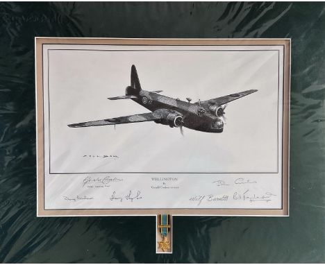 Multi-Signed World War II Print. 20x17 in size, matted. Print titled 'Wellington' Publishers Proof 35/40 signed in pencil by 