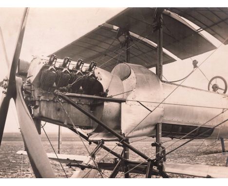 Vintage B/W Photo from 1920 era showing a French Airplane engine of Type G2 No. 27 Breguet. Rare Photo.  Good condition. All 