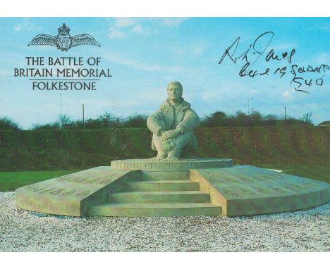 R H Jones Signed Postcard of The Battle Of Britain Memorial, Folkestone, Kent.  Good condition. All autographs come with a Ce