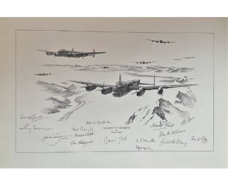 Nicholas Trudgian, signed limited edition print 'On route to the Tirpitz', 7196/300, signed by the artist, further signed by 