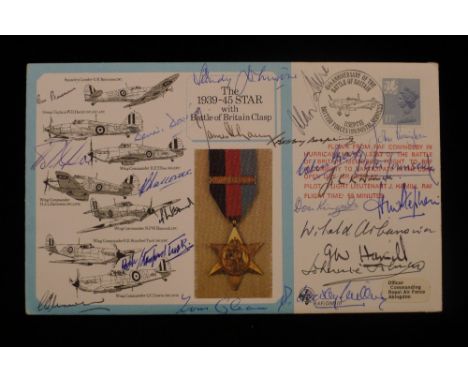 B17 Rare "Battle of Britain Special Cover No. 1" for the Rosette in the Awards Series bearing the signatures of 21 Battle of 