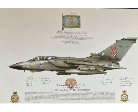 Multi-Signed Tornado GR4 ZG794 'F' XV (R) Squadron RAF Lossiemouth. Signed by Bev Thorpe, Rich Parsons, D Simms and Chris Str