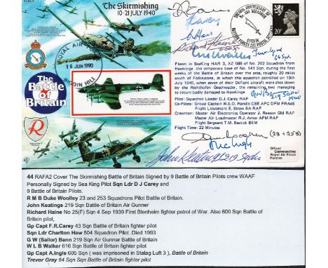 Battle of Britain The Skirmishing 10-21 July 1940 multi signed flown FDC includes R M B Duke Woolley, John Keatings, Richard 
