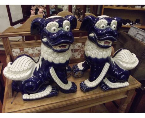 Pair of Large Ceramic Dogs of Foo