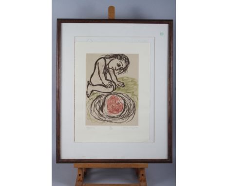 Eileen Cooper: a limited edition print, "Off Spring", 73/275, in wooden strip frame 