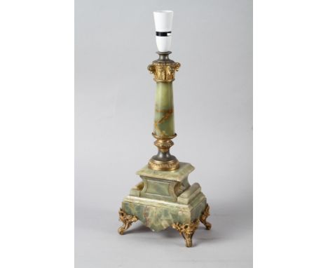An onyx table lamp with gilt metal mounts, 19 3/4" high 