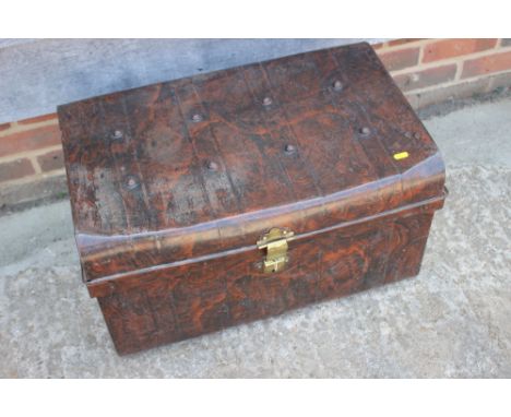 A grained as walnut tin travel trunk and a similar trunk 