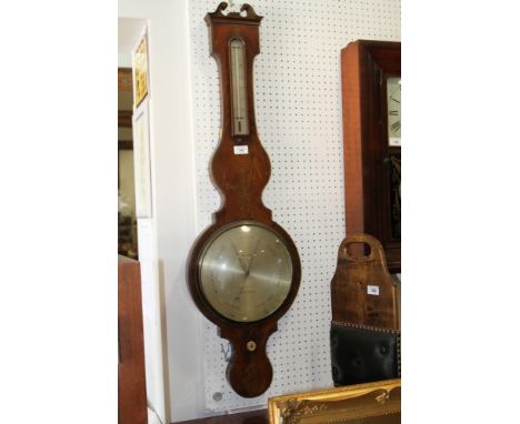 A 19th century mahogany cased banjo barometer and thermometer, by Smith London 