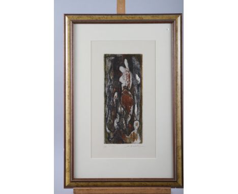An artist proof coloured etching, "Lovers", two monotypes, Shirley Felts: a limited edition colour print, "The Farm Kitchen",