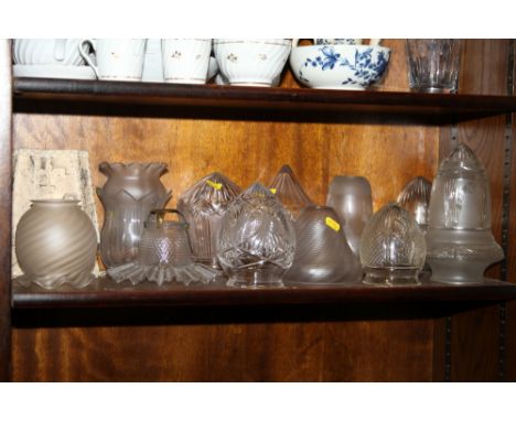 Twelve cut glass lighting shades, various, tallest 8" high 