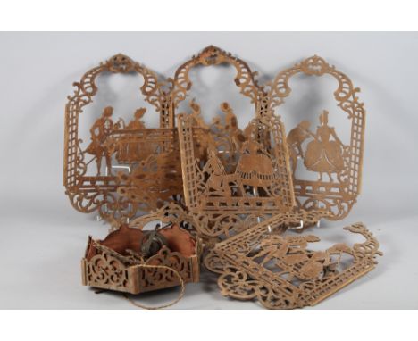 A 1920s fretwork ceiling light pendant with crinoline figures (for restoration)