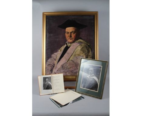 An oil on canvas portrait of Sir Richard Runciman Terry, 26 1/2" x 21", in gilt frame, together with a short monograph, "West
