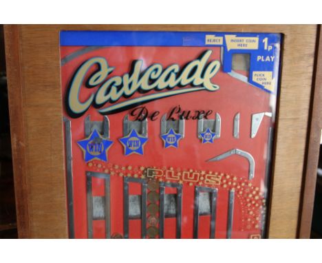 A "Cascade Deluxe" 1p slot machine, by the Bell Fruit Manufacturing Company Limited", 18" wide 30 1/2" highCondition:It appea