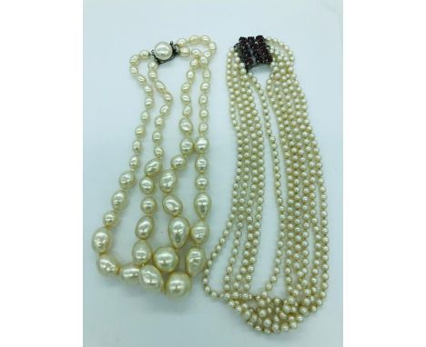 Two Vintage pearl necklaces, one French.