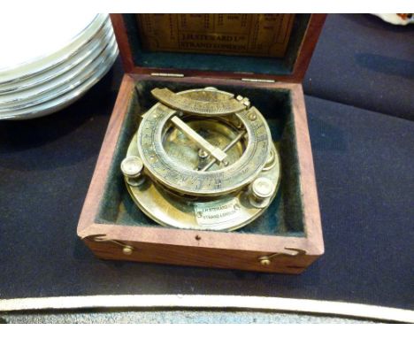 COMPASS & SUNDIAL. Boxed J H Steward compass and sundial, 13 x 13 cm
