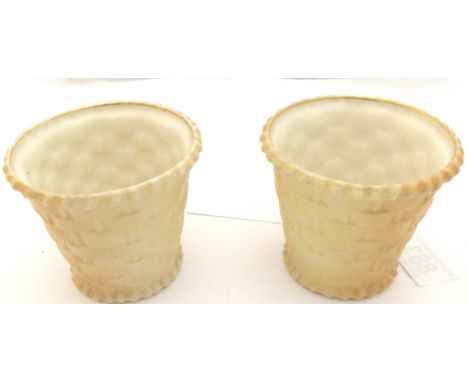 ROYAL WORCESTER PLANTERS. Pair of Royal Worcester blush ivory planters