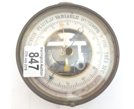 FRENCH BAROMETER. French vintage drum barometer