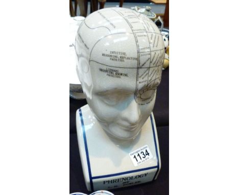 PHRENOLOGY HEAD. Ceramic phrenology head, H: 30 cm