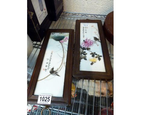 CHINESE CERAMIC PLAQUES. Two ceramic plaques H: 29 cm