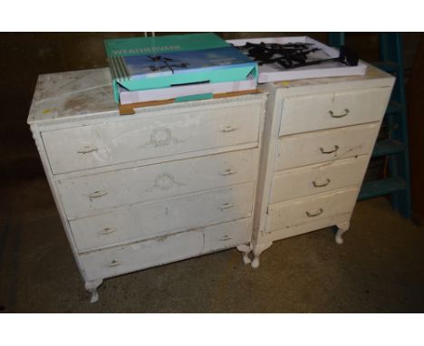 A white painted French chest fitted four drawers, together with one other