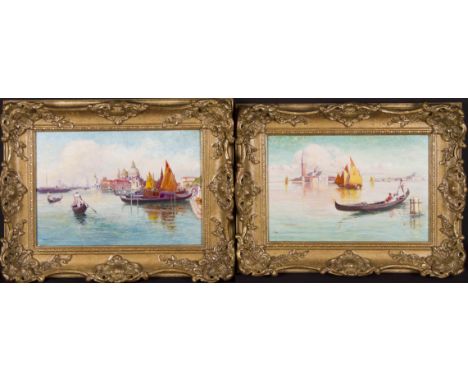 WALTER JENKS MORGAN R.B.A. (1847 - 1924) Two framed, signed, oils on panel, Venetian scenes, titled on labels verso, 'Santa M