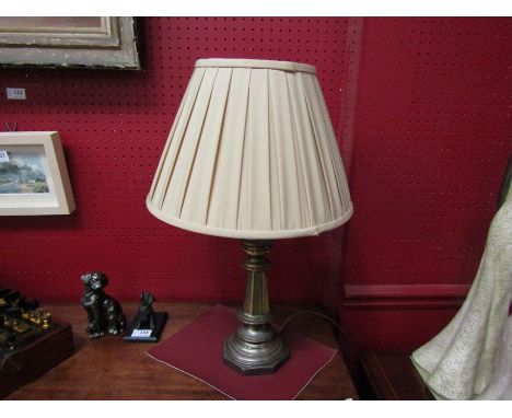 A brass column table lamp, 55cm tall