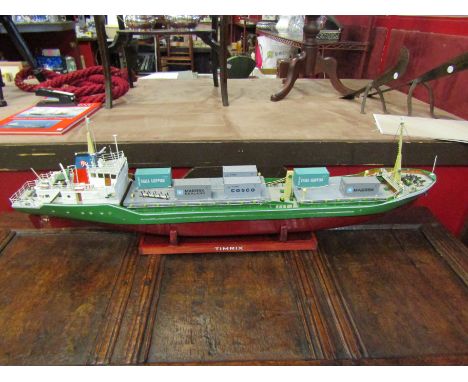 A model coaster "Timrix (Hull) battery powered and with motor, 96cm length also associated book detailing vessel history, 99c
