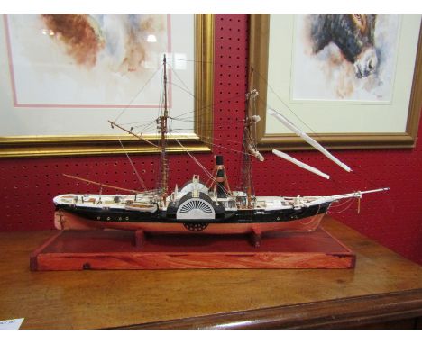 A wooden model of an American pilot cutter on stand, 50cm length 