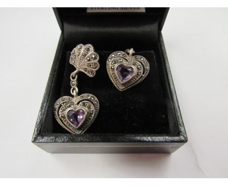 A pair of 925 and amethyst earrings 