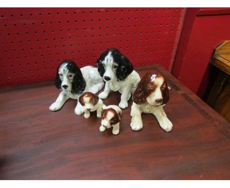 Five ceramic Spaniel figures including Sylvac
