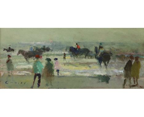 *Fred Cuming RA (b.1930)Beach ridesigned 'Cuming' l.l., oil on board16 x 33cm*Artist's Resale Right may apply to this lot.Con