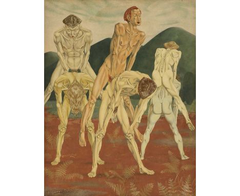 *Francis Plummer (1930-2019)'Leapfrog'signed 'F Plummer' l.l., tempera on board91 x 70.5cm*Artist's Resale Right may apply to