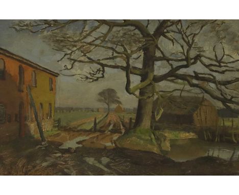 *John Aldridge RA (1905-1983)'Bluegate Hall Farm'signed 'John Aldridge' l.l., also signed, inscribed with title and dated Jan